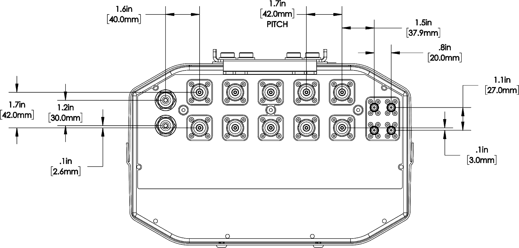 PI 14C65RBUH5A Connector Spacing