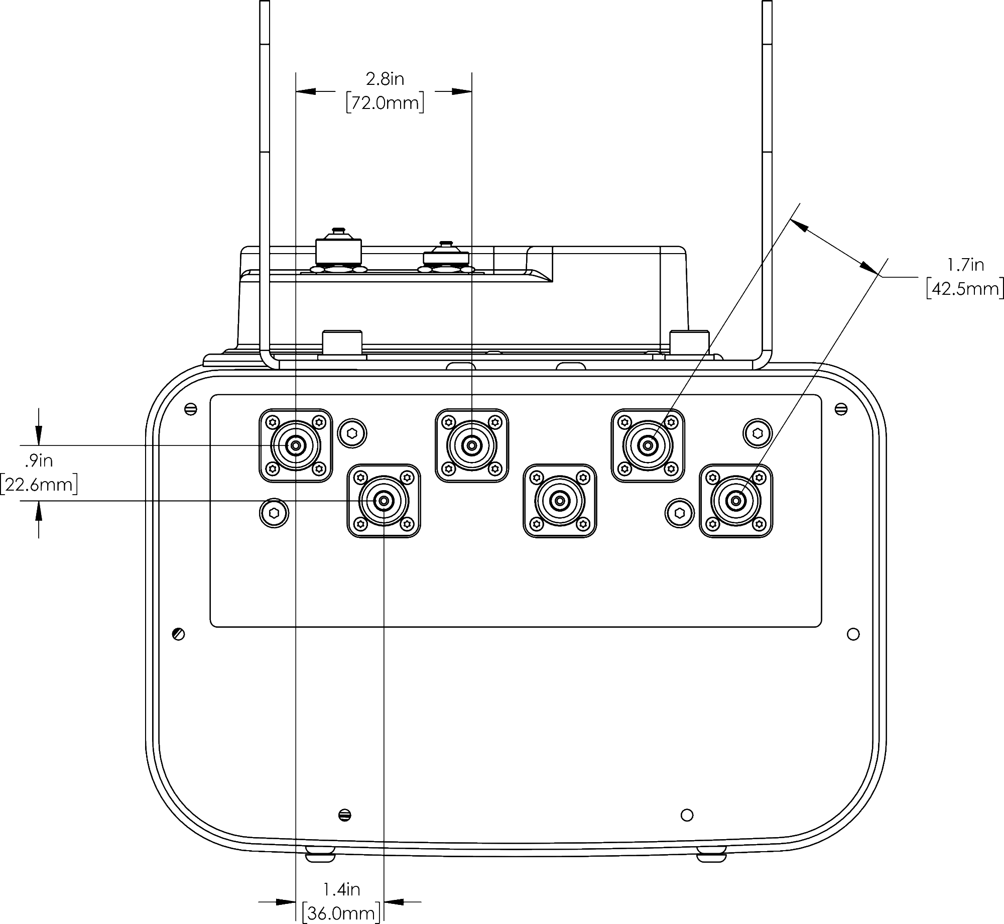 PI HPA65RKE6B ConnectorT Spacing diagram