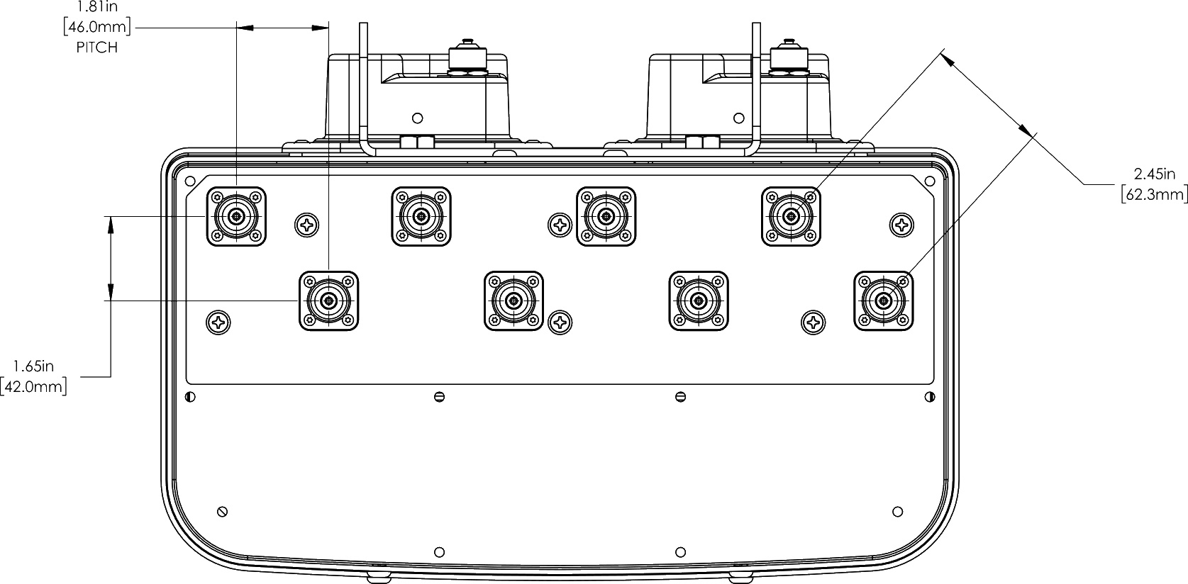 PI OPA45RBU6AA Connector Spacing