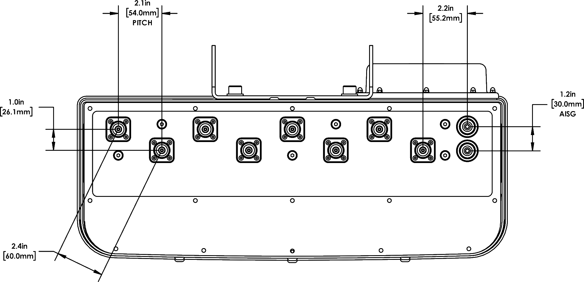 PI OPA65RBU5D Connector Spacing