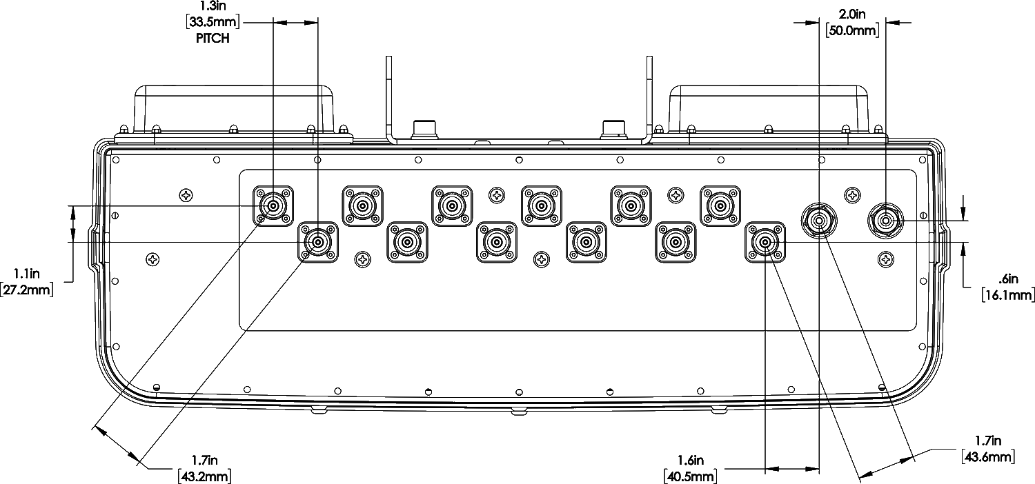 PI TPA65RBU6G Connector Spacing Diagram