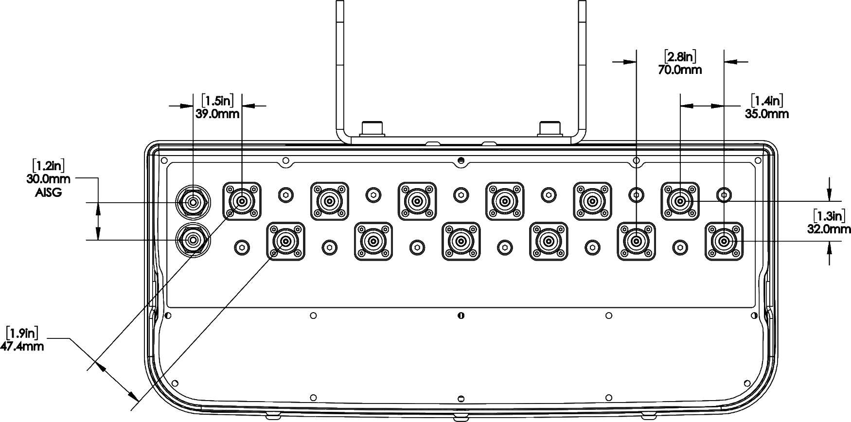 PI TPA65RTE9E Connector Spacing Diagram